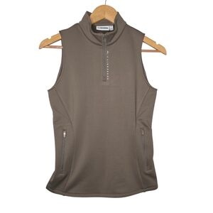 J. Lindeberg Womens Brindle Brown Quarter Zip Golf Jess Jersey Vest Small